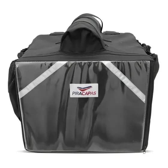 Bolsa Mochila Entregador Pizza Lanche Reforçada Térmica Preta 69 Litros Piracapas