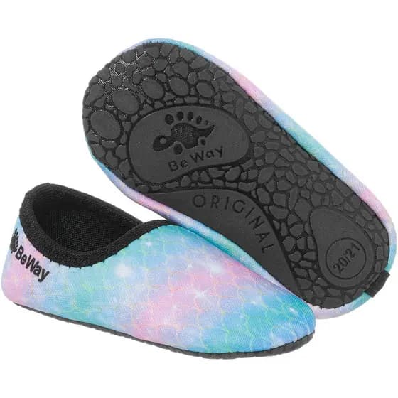 Sapatilha Infantil Verão Antiderrapante Azul/Rosa Be Way Proteção Conforto Praia