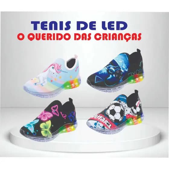 Tenis de Led masculino Feminino Calce Facil Infantil Juvenil