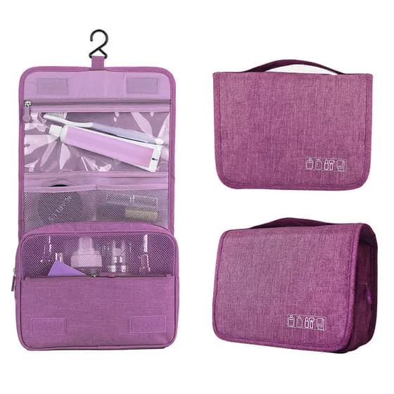 Necessaire Organizadora Bolsa Portatil Feminina Com Gancho Dobrável Mala Higiene Pessoal Maquiagens