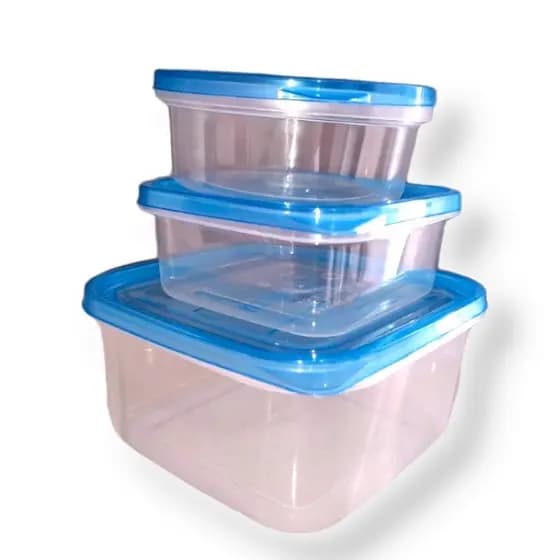 Kit Potes De Plástico 2 e 3 Peças Para Mantimentos Marmita Lanches Microondas e Freezer