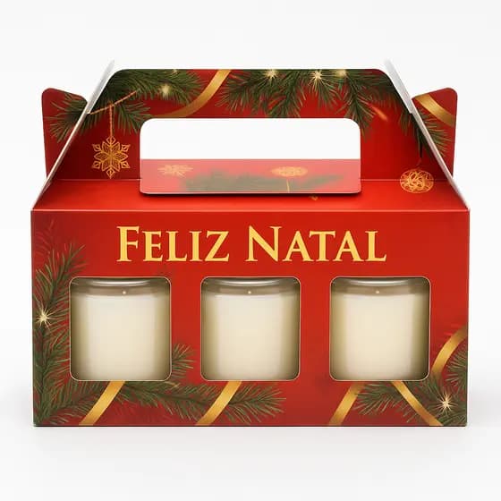Kit 3 Velas Aromáticas 40ml • Presente de Natal • Caixa Decorativa • Romântico e Perfumado • Natal 2025
