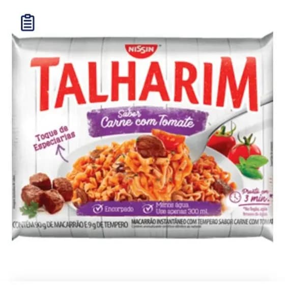 kit com 5 macarrão instantâneo talharim carne com tomate Nissin.