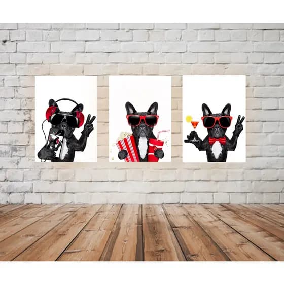 Quadro Decorativo Bulldog MDF A4 / Quadro para Paredes / Quadros Divertidos / Quadro para Quarto / Quadro MDF
