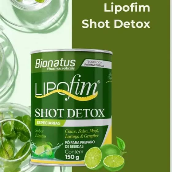 Lipofim Shot Detox 150g Antioxidante, Desintoxicação e Diminuição dos Inchaços Sabor Limão
