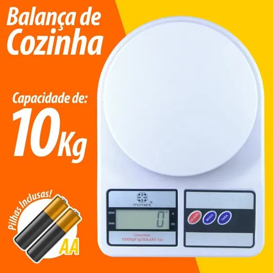 Balança Digital de Cozinha Alta Precisão de Alimentos 10kg com Pilha Dieta Fitness