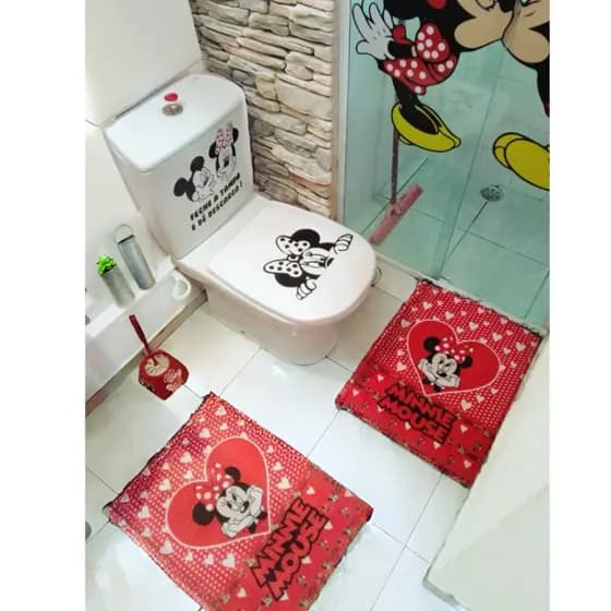 Kit 2 tapetes - Banheiro quarto cozinha - Personalizado Minnie