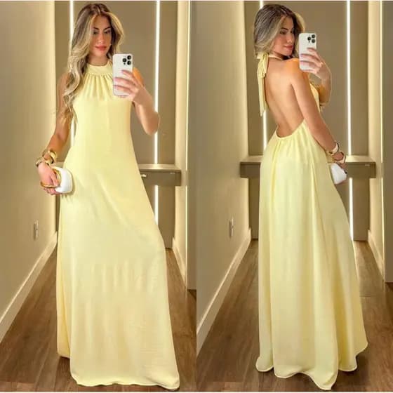 Vestido de Festa longo gola alta