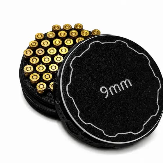 Organizador para 55 Munições 9mm | Estojo Porta Cartuchos Rosqueável