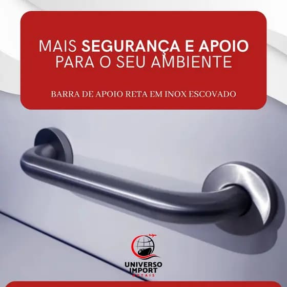Barra De Apoio Alça Suporte Para Parede 60cm Aço Inox Escovado 304