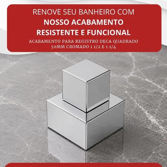 Acabamento Para Registro Deca Quadrado 50mm Cromado 1 1/2 E 1 1/4