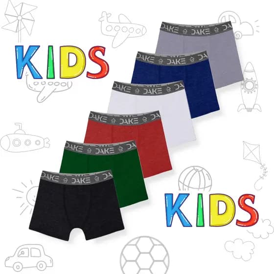 Kit 3 Cueca Infantil Algodão Premium Box Boxer Kids