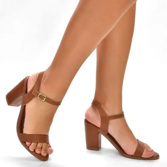 Sandália Feminina Salto Alto 8Cm Tira Clássica Básica Blesshoes Confort