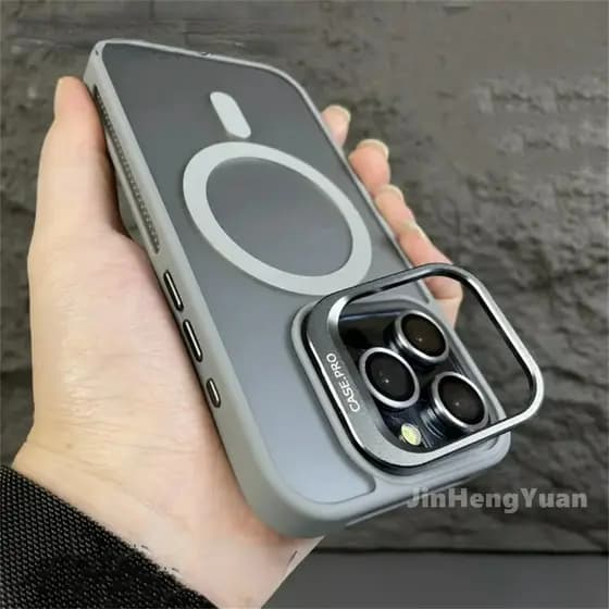 Luxo Magnético Fosco Translúcido Caso Para Iphone 15 11 14 13 12 Pro Max Plus Metal Lente Suporte Protetor Embalagem