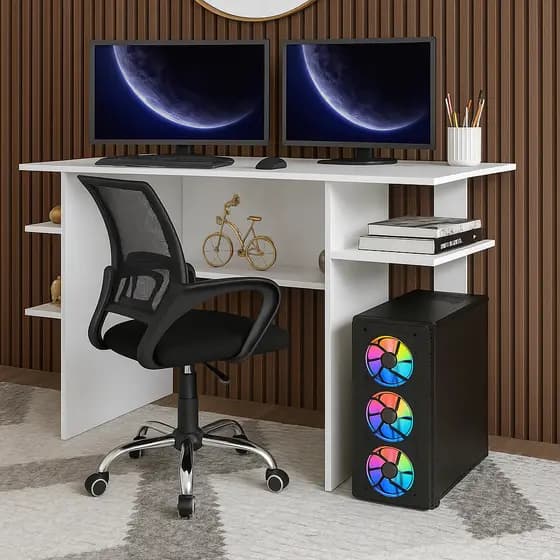 Conjunto Escrivaninha Mesa Gamer Para Computador + Cadeira Giratória
