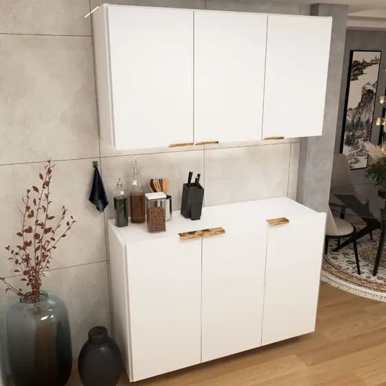 Kit Balcão Cores Suspenso Ambientes & Armário 3 Portas Estendida Organizadora