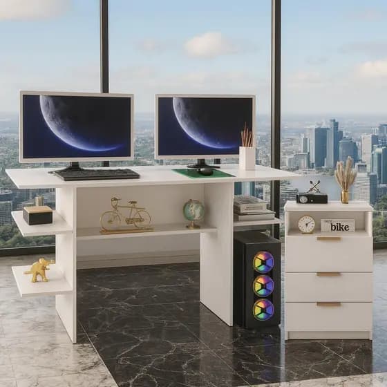 QUEIMA DE ESTOQUE - Mesa Gamer Compacta & Gaveteiro S/ Rodinhas Organizador