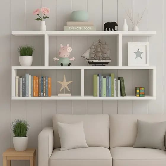 Nicho Decorativo Organizador De Livros 80cm Mdf Sala Quarto Branco Branco
