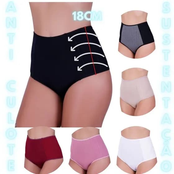 Kit 3 Calcinha Pos Parto Anti Culote Segura Barriga Remover Imperfeição Cintura Alta modeladora