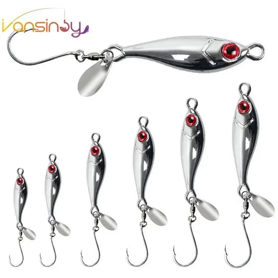5g-40g iscas artificial micro jig de pesca Metal Tiro Longo Isca Dura Colher De Anzol Artificial Fiação De