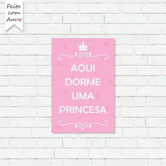 Placa Decorativa em MDF Aqui Dorme Uma Princesa