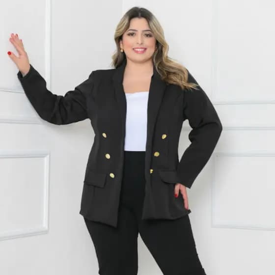 Blazer Feminino Alfaiataria Plus Size G1 G2 G3