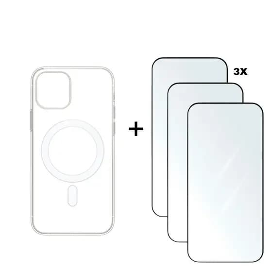 Kit 4em1 Capa MagSafe + 3x Película Vidro 3D iPhone 11 12 13 14 15 16 Pro Max - CS