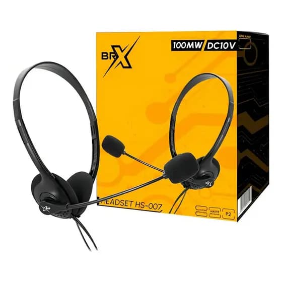 Headset Brx Hs-007 Com Microfone E Conexão P2 1.2m