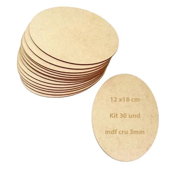 Kit 30 placa plaquinha chapa mdf cru oval 12x18 cm base mdf artesanato quadrinho 18x12 cm