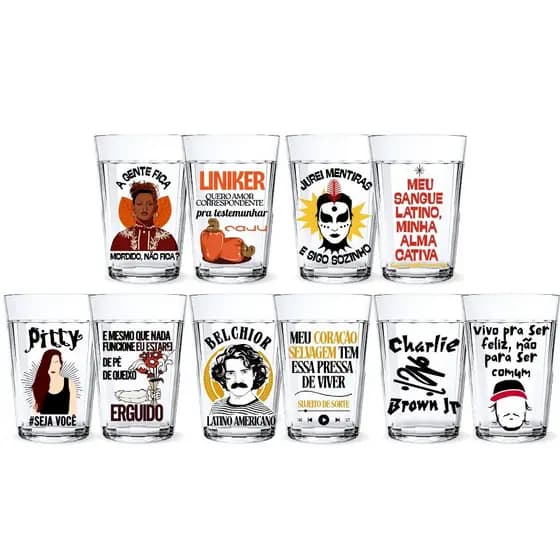Kit 2 Copos Americanos Temático Rock Nacional Pitty Charlie Brown Ney Matogrosso Liniker Belchior