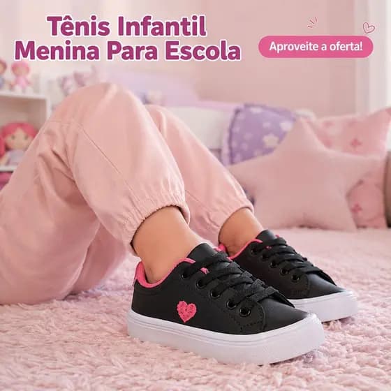 Tênis Básico De Menina | Conforto Diário, Antiderrapante e Macio Para Escola | APROVEITE A OFERTA!