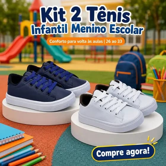 KIT 2 Tenis Infantil Escolar De Menino | Conforto Para o Dia Todo Com Estilo | COMPRE AGORA!