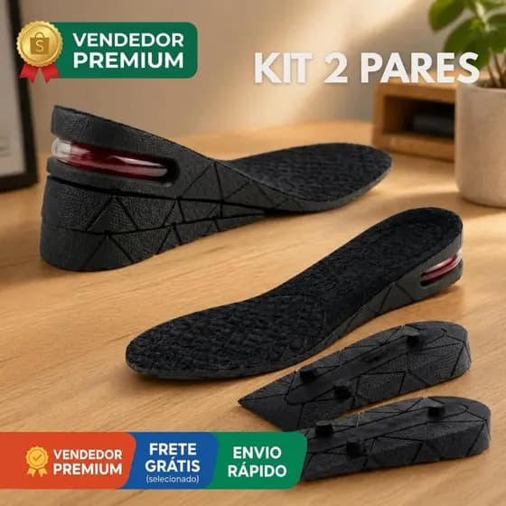 Palmilha Elevadora Silicone Aumenta Altura Até 7cm Anti Impacto Confortável Ajustável Unissex