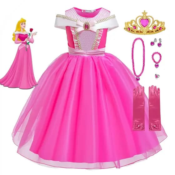 Bela Adormecida Aurora Princesa Crianças Vestido Traje Da Cosplay Festa De Aniversário
