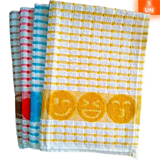 5 Pano de Prato Atoalhado Gourmet Absorvente Cozinha Limpeza