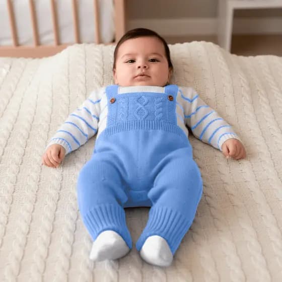 Macacão Bebê Menino e Menina Manga Longa Tricot Premium Jardineira Recém Nascido Saia Maternidade