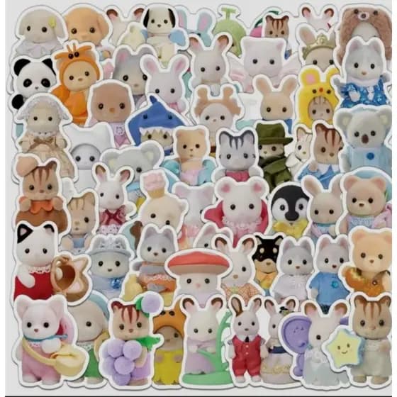 Adesivo Sylvanian Families Fofo Resistente a Água Decoração Caderno Casinha Capa De Celular Garrafa