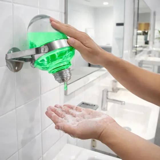 Dispenser Saboneteira Giratória Porta Sabonete Liquido Plástico Parede Inox 500ml Aurimar
