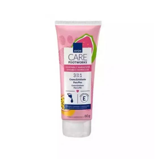 AVON CARE FOOTWORKS 3em1 CREME ESFOLIANTE PARA OS PES GOIABA E MARACUJA 80g