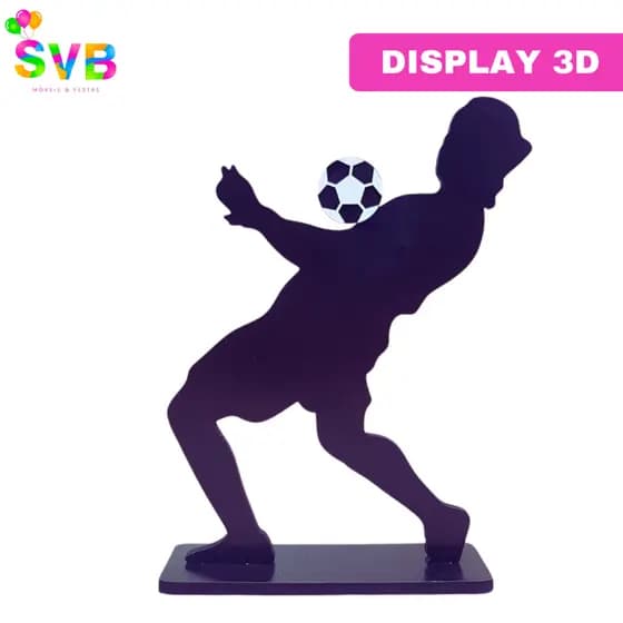 Display Festa Jogador Futebol Bola Decoração Aniversário Infantil Centro De Mesa MDF 3D SVB MÓVEIS E FESTAS