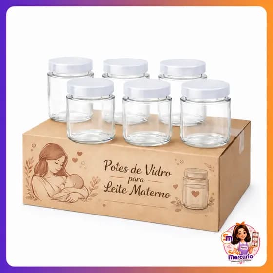 Kit 6/10/12 Potes De Vidros Belém 200ml Tampas Plásticas BPA Free Incolor Armazenar Leite Materno