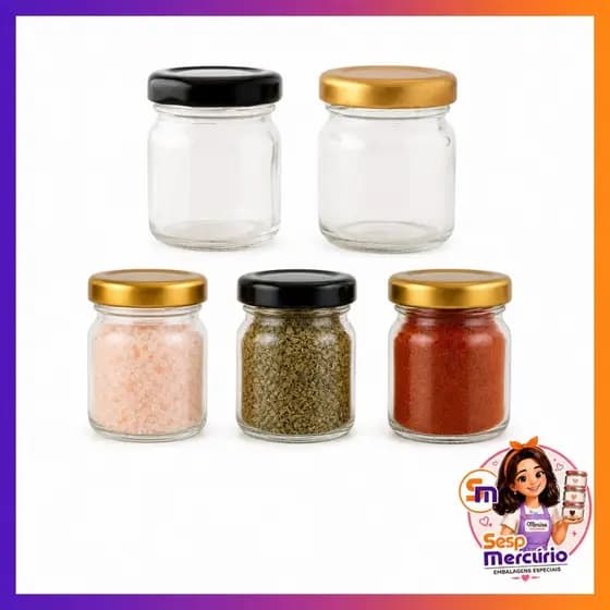 Kit Mini Potinhos Vidro 40ml Tampa Metálica Lembrancinha Vela Geleia Brinde Festa Casamento