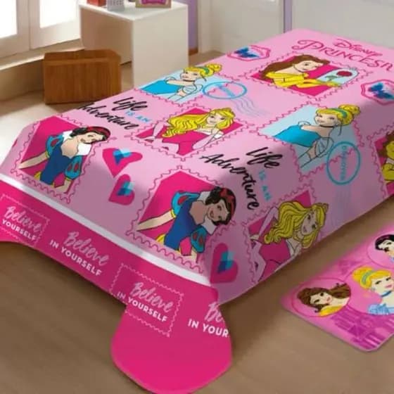 Cobertor Manta Solteiro Princesas Disney Microfibra Jolitex
