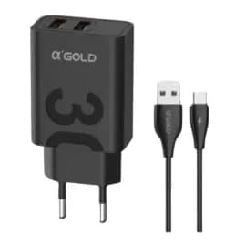 A´Gold carregador turbo tipo C 30W Cabo de 1 metro duas entradas USB cores variadas