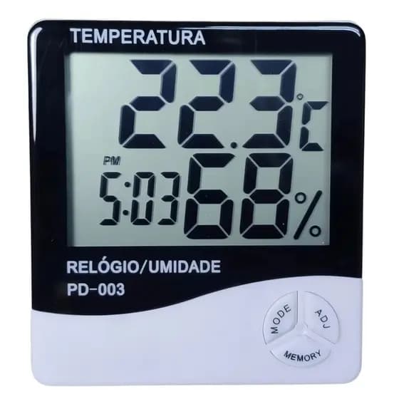 Termômetro Digital Higrômetro Medidor de Umidade e Temperatura Ambiente Tomate PD-005 para Casa e Escritório
