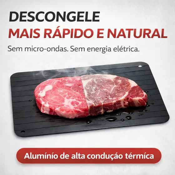 Tábua Descongelar Alimentos Rápido Placa Alumínio Descongelamento Natural Carne Frango Peixe Preta