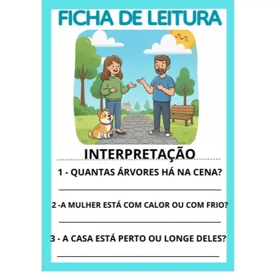 24 FICHAS DE LEITURA LETRA BASTÃO INTERPRETAÇÃO DE IMAGEM PLASTIFICADAS