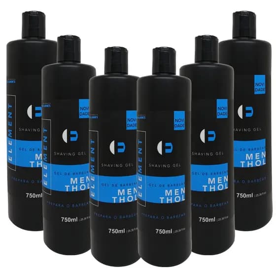 Kit 6 Gel Shaver Para Barba Pezinho E Navalhado Element 750g