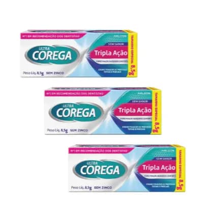 Kit 3 Cremes Corega - Fixador de Dentadura Ultra 8,5g (Original)