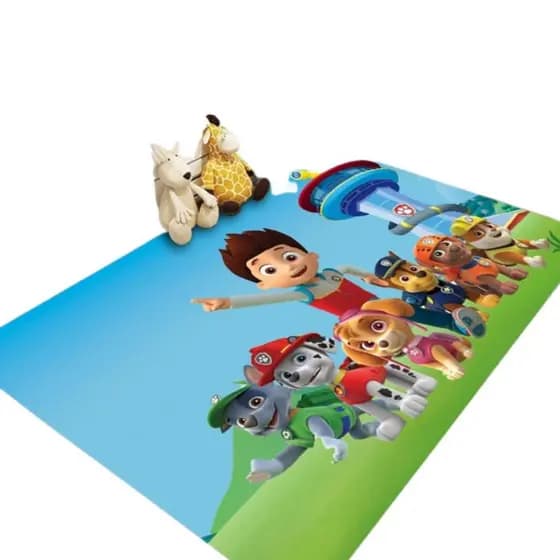 Tapete Sala Quarto Infantil Criança Bebe Antiderrapante Emborrachado Menino Menina Patrulha Verde